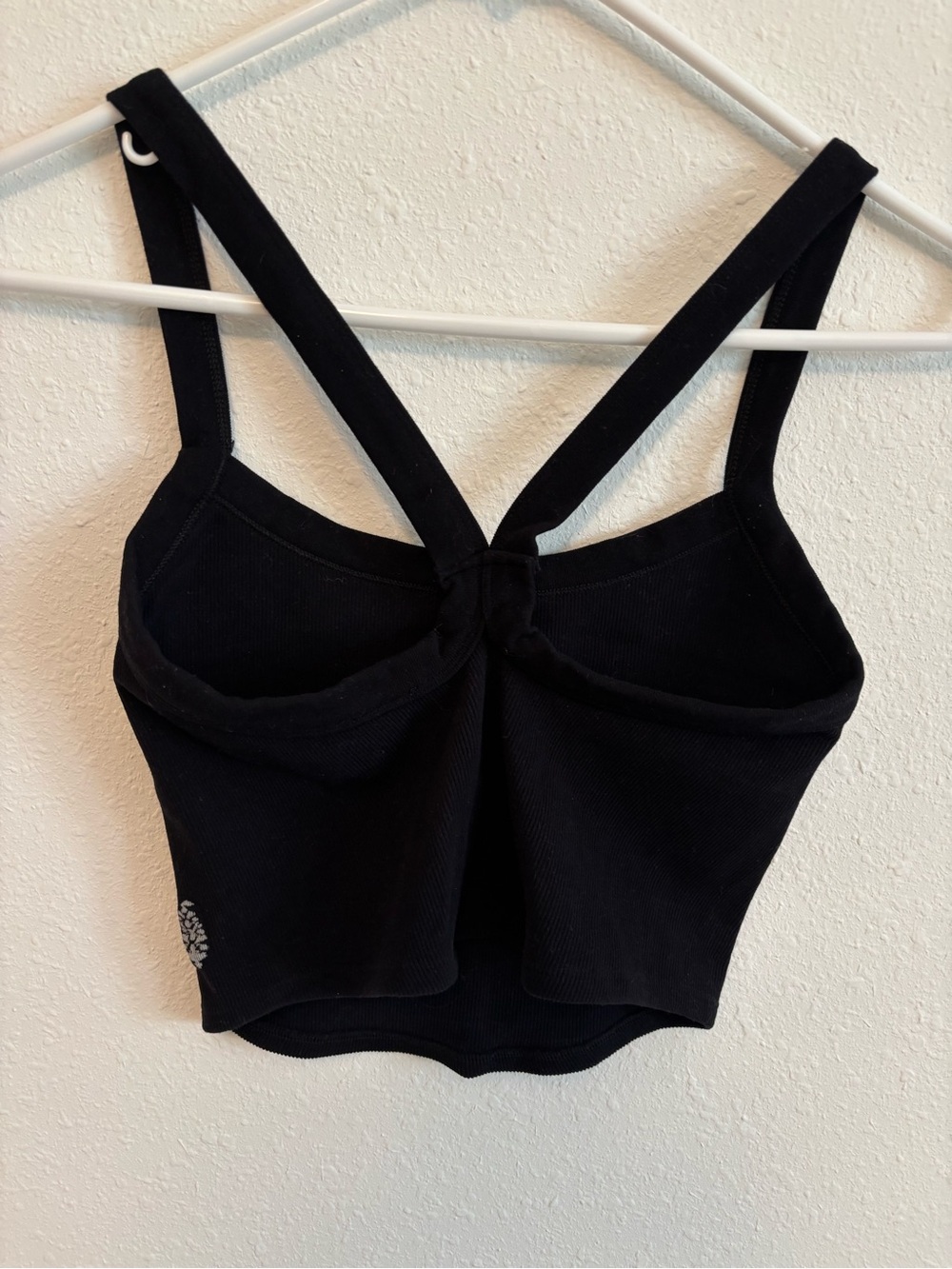 FP Movement by Free People Black Ribbed Cross-Back Crop Tank M/L